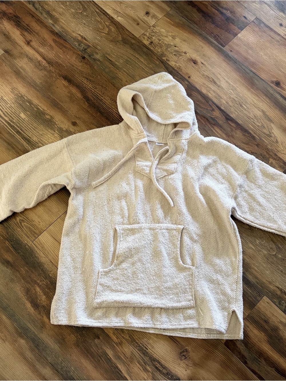 Cozy Textured Hooded Pullover - Cream